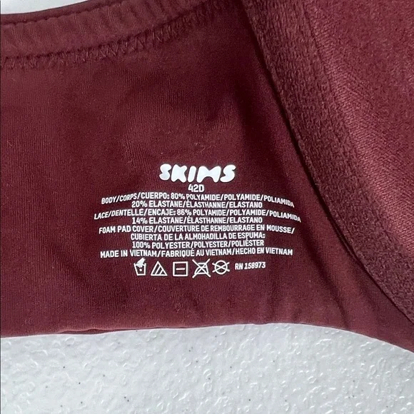 Skims 42D Fits Everybody Lace Push Up Bra Demi Oxblood NWT - Picture 6 of 8